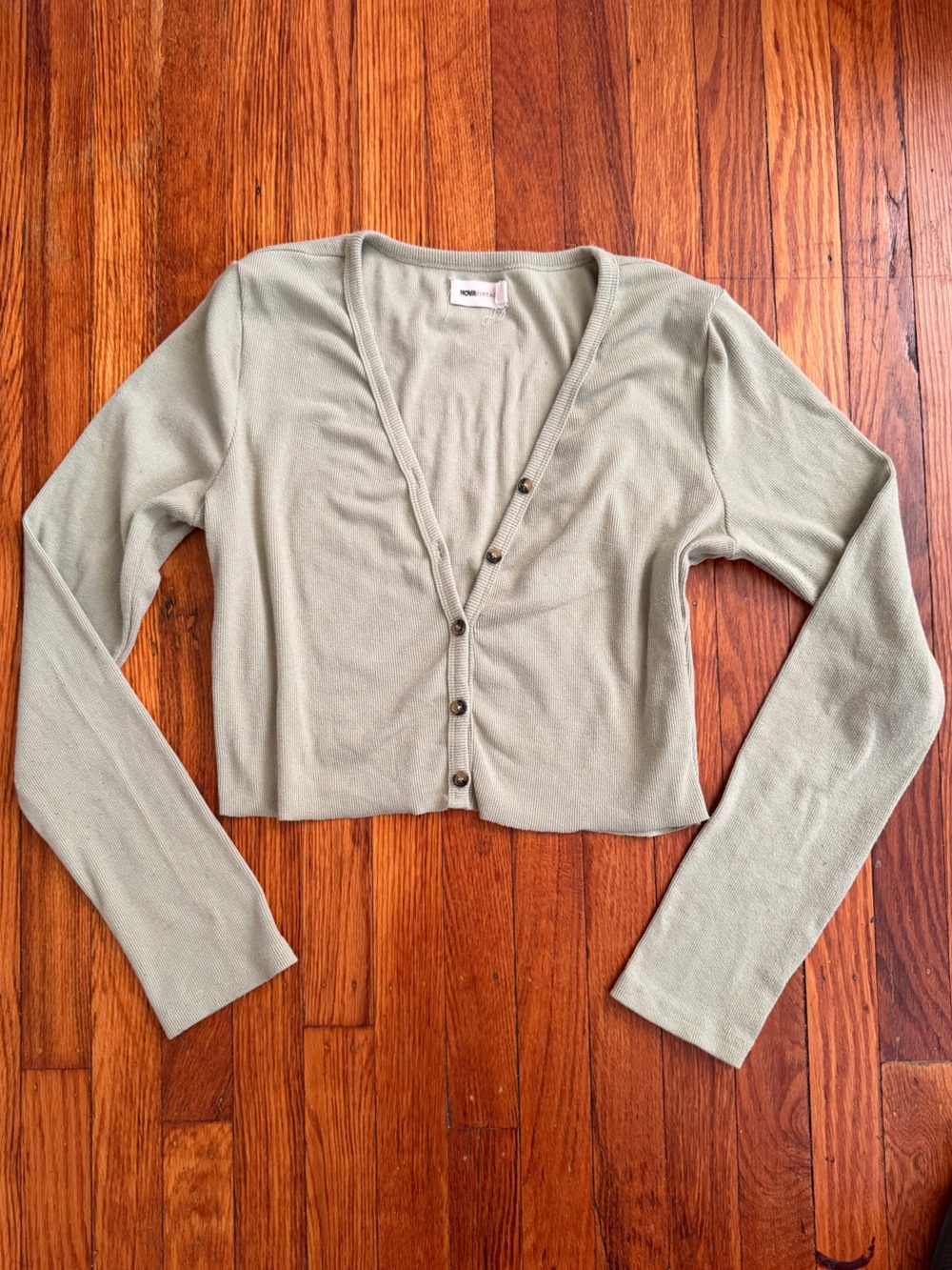 Light Sage Button-Front Women’s Sweater Cardigan